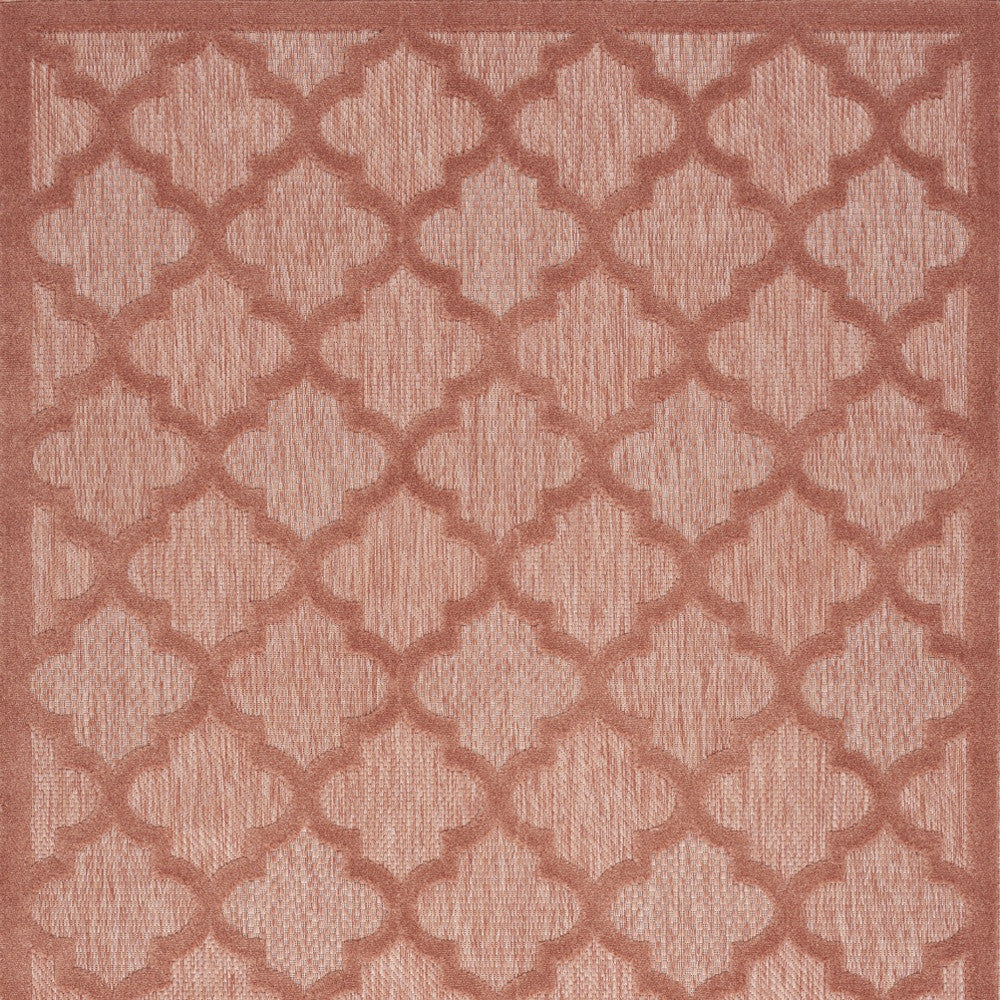 5' X 7' Coral Orange Ikat Indoor Outdoor Area Rug