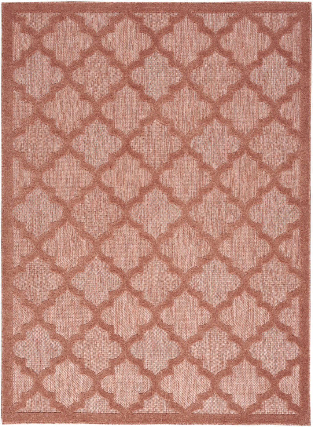 5' X 7' Coral Orange Ikat Indoor Outdoor Area Rug