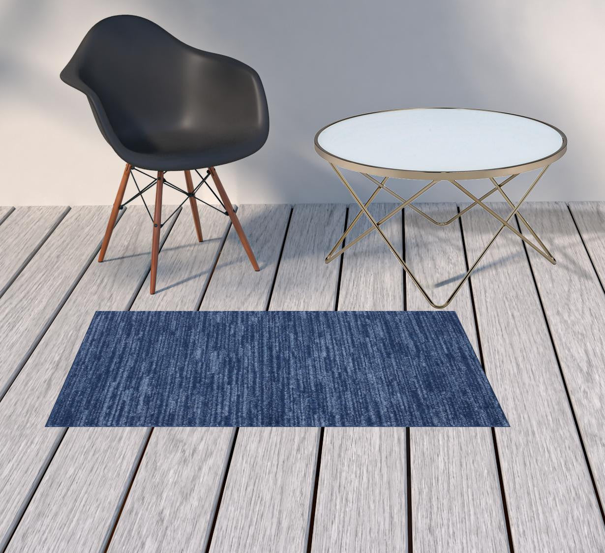 2' X 4' Navy Blue Non Skid Indoor Outdoor Runner Rug