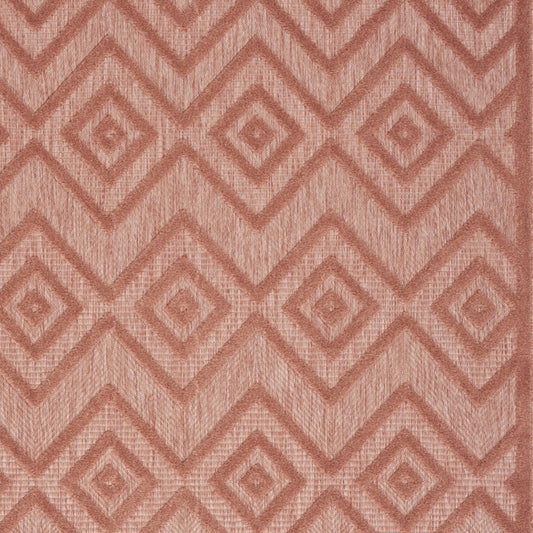 5' X 7' Coral Orange Argyle Indoor Outdoor Area Rug