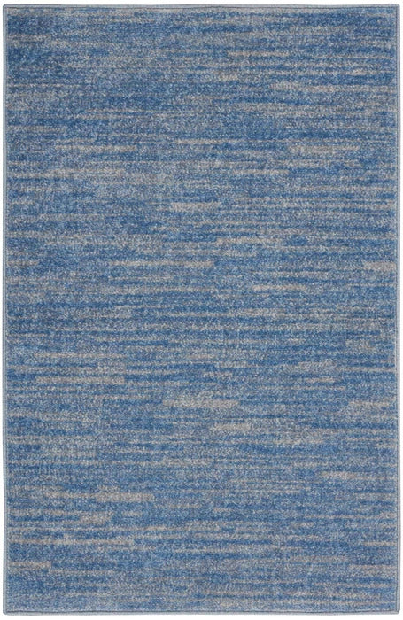 2' X 4' Blue And Grey Striped Non Skid Indoor Outdoor Runner Rug