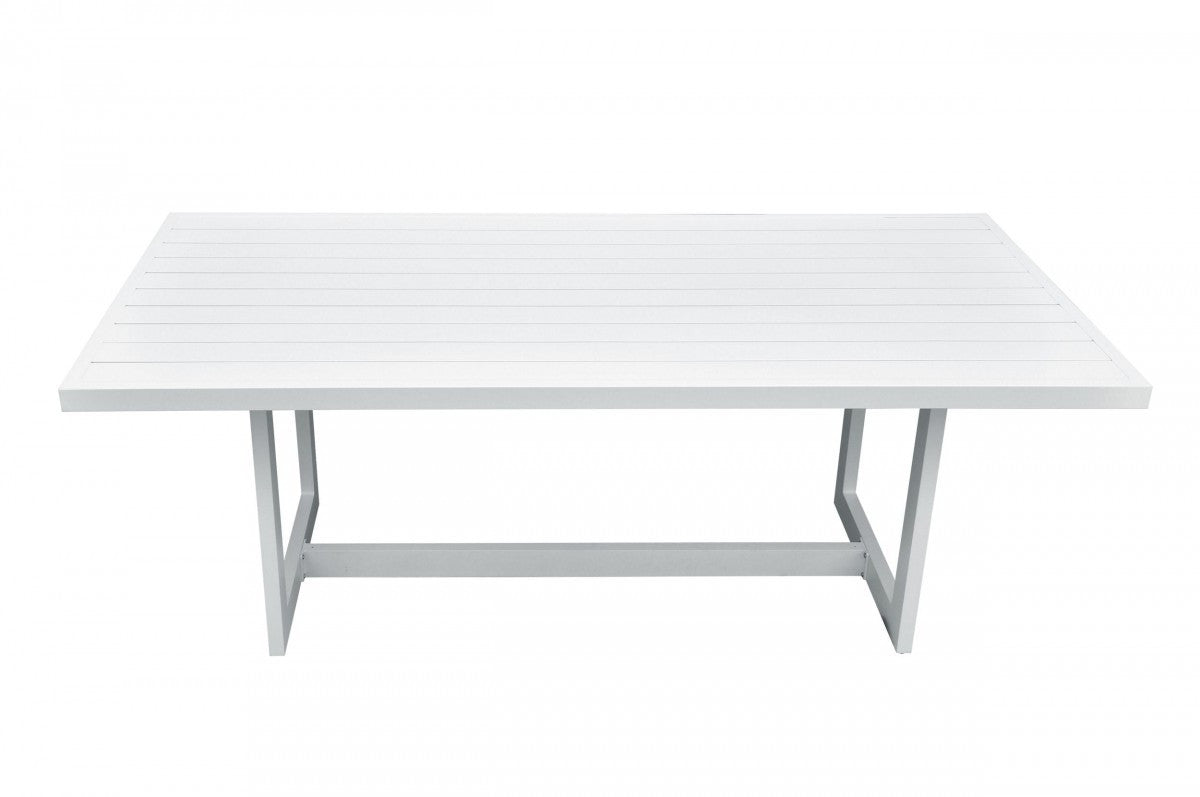 83" White Metal Outdoor Dining Table