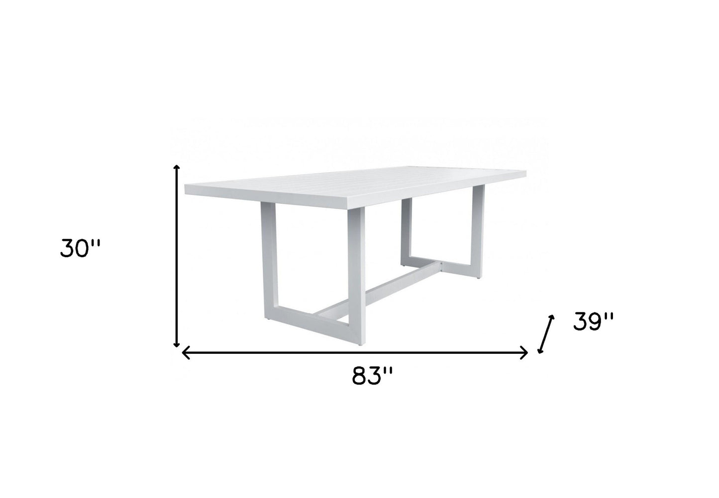 83" White Metal Outdoor Dining Table