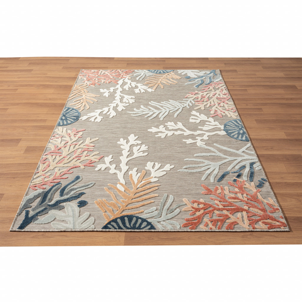 8' X 10' Blue And Gray Abstract Stain Resistant Indoor Outdoor Area Rug