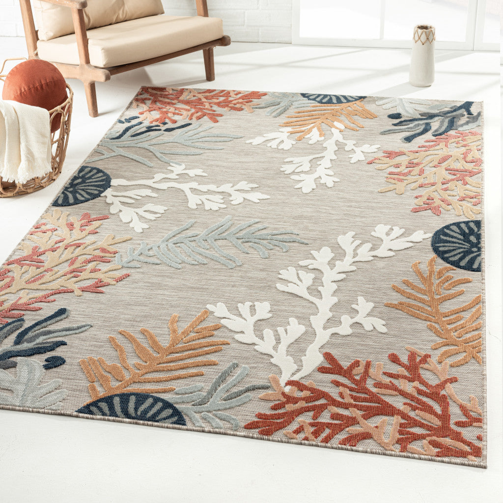 8' X 10' Blue And Gray Abstract Stain Resistant Indoor Outdoor Area Rug