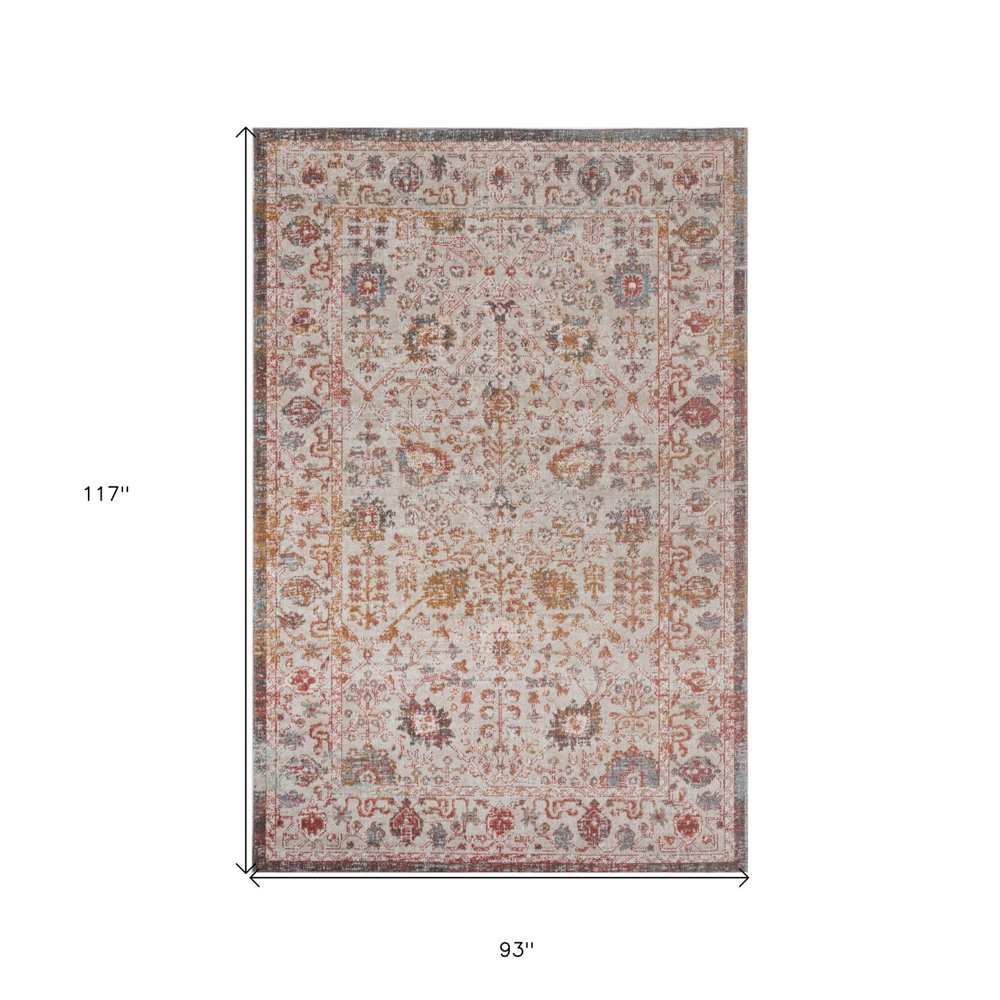 8' X 10' Beige Floral Stain Resistant Indoor Outdoor Area Rug