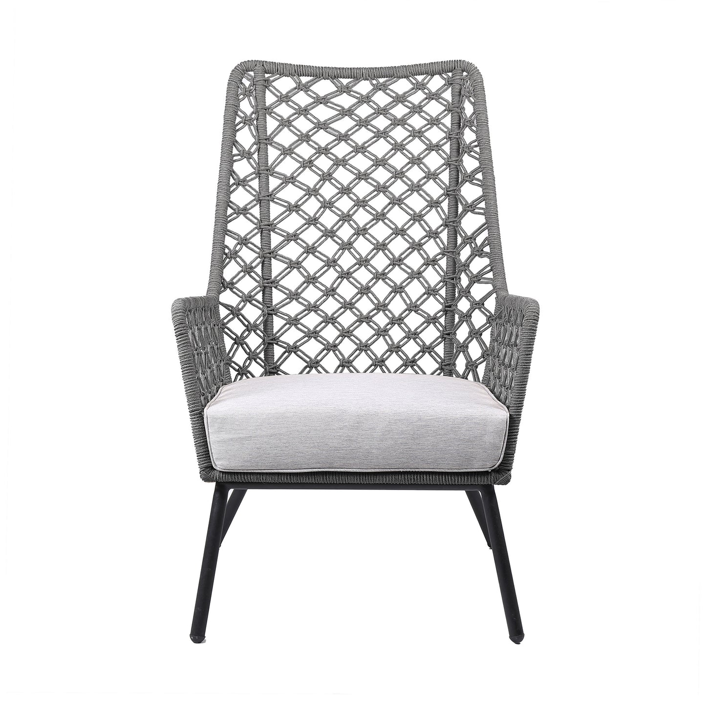 26" Gray Metal Indoor Outdoor Dining Chair with Gray Cushion