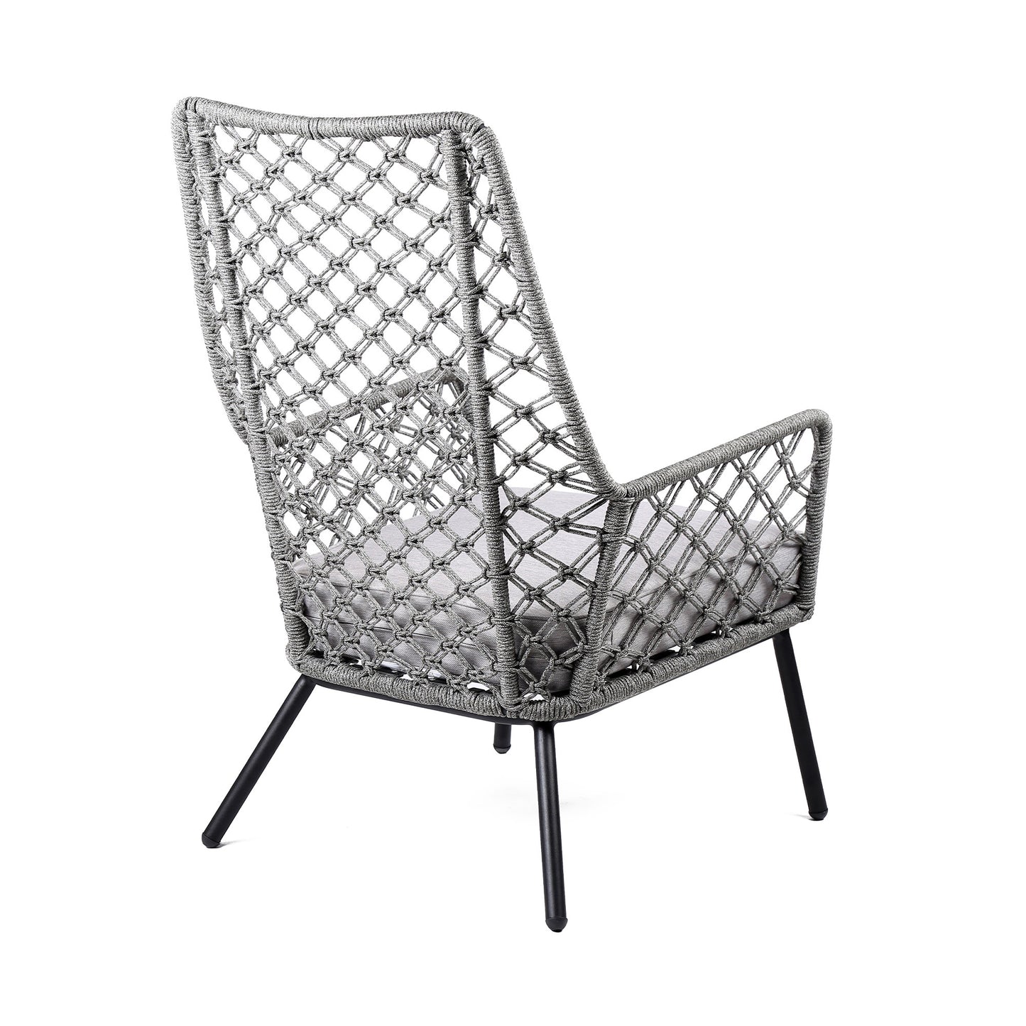 26" Gray Metal Indoor Outdoor Dining Chair with Gray Cushion