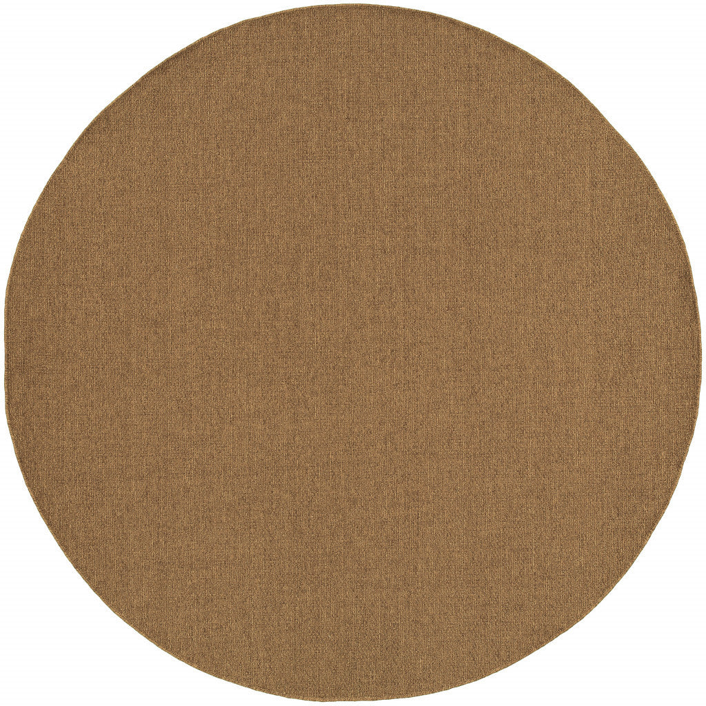 8' x 8' Tan Round Stain Resistant Indoor Outdoor Area Rug