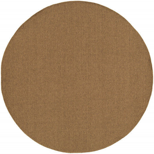 8' x 8' Tan Round Stain Resistant Indoor Outdoor Area Rug