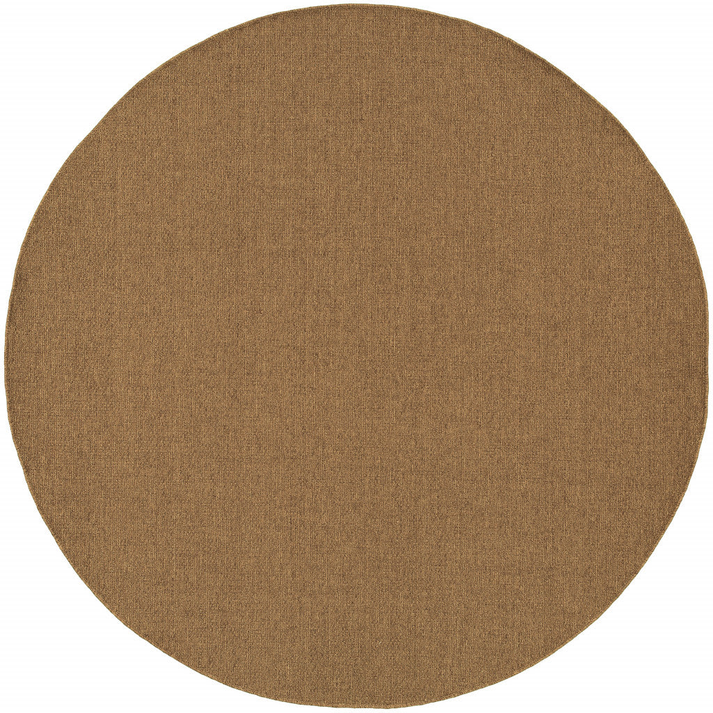 8' x 8' Tan Round Stain Resistant Indoor Outdoor Area Rug