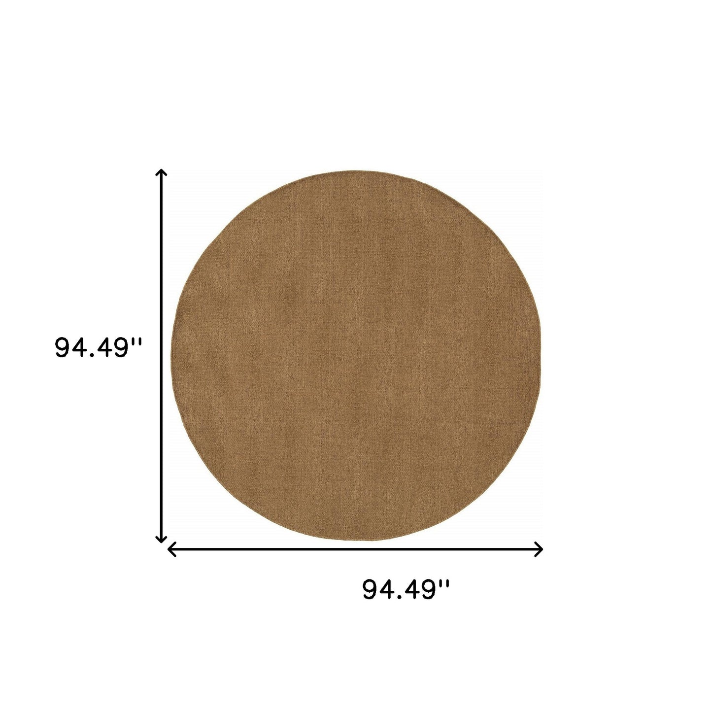 8' x 8' Tan Round Stain Resistant Indoor Outdoor Area Rug