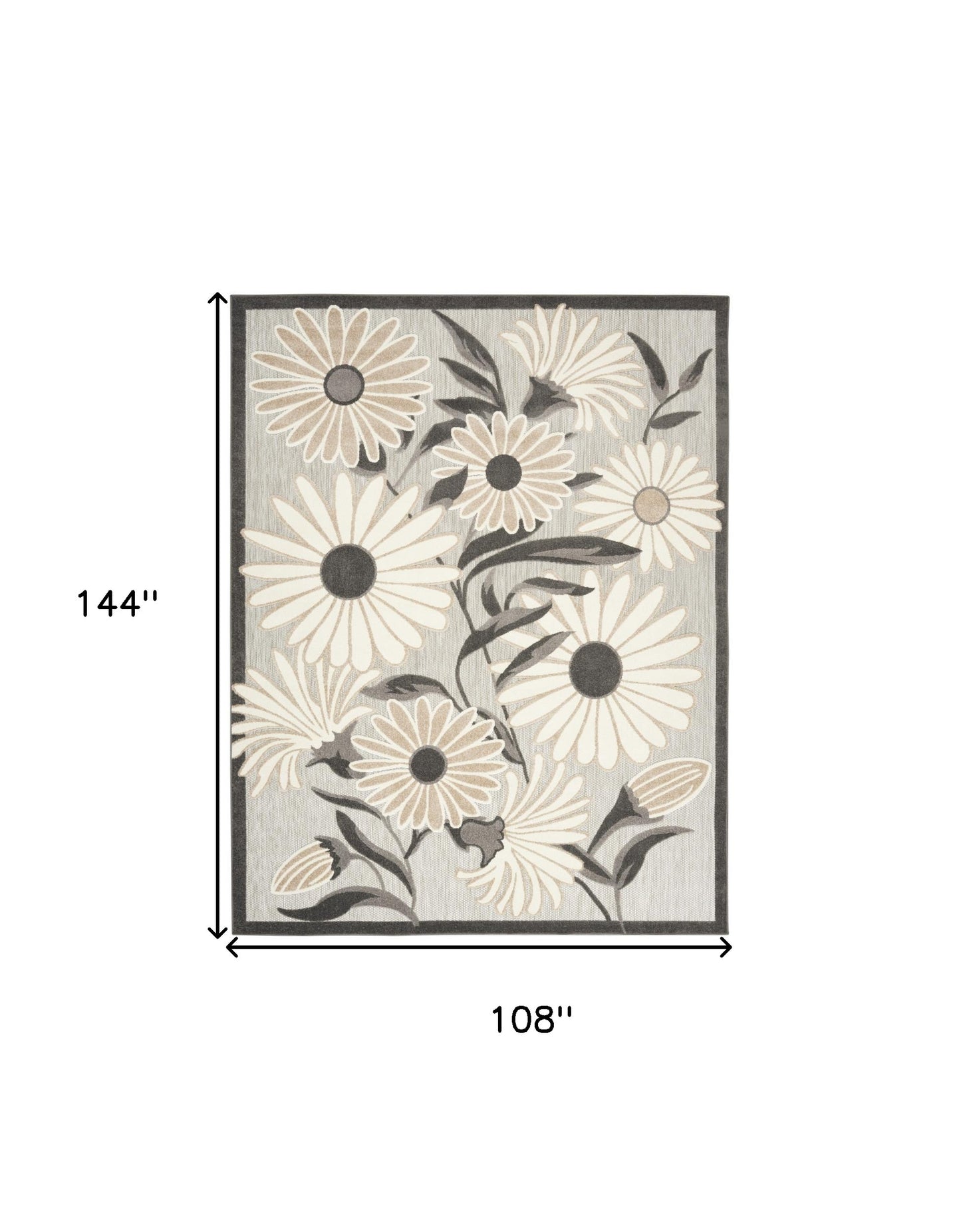 9' X 12' Beige Floral Stain Resistant Non Skid Area Rug