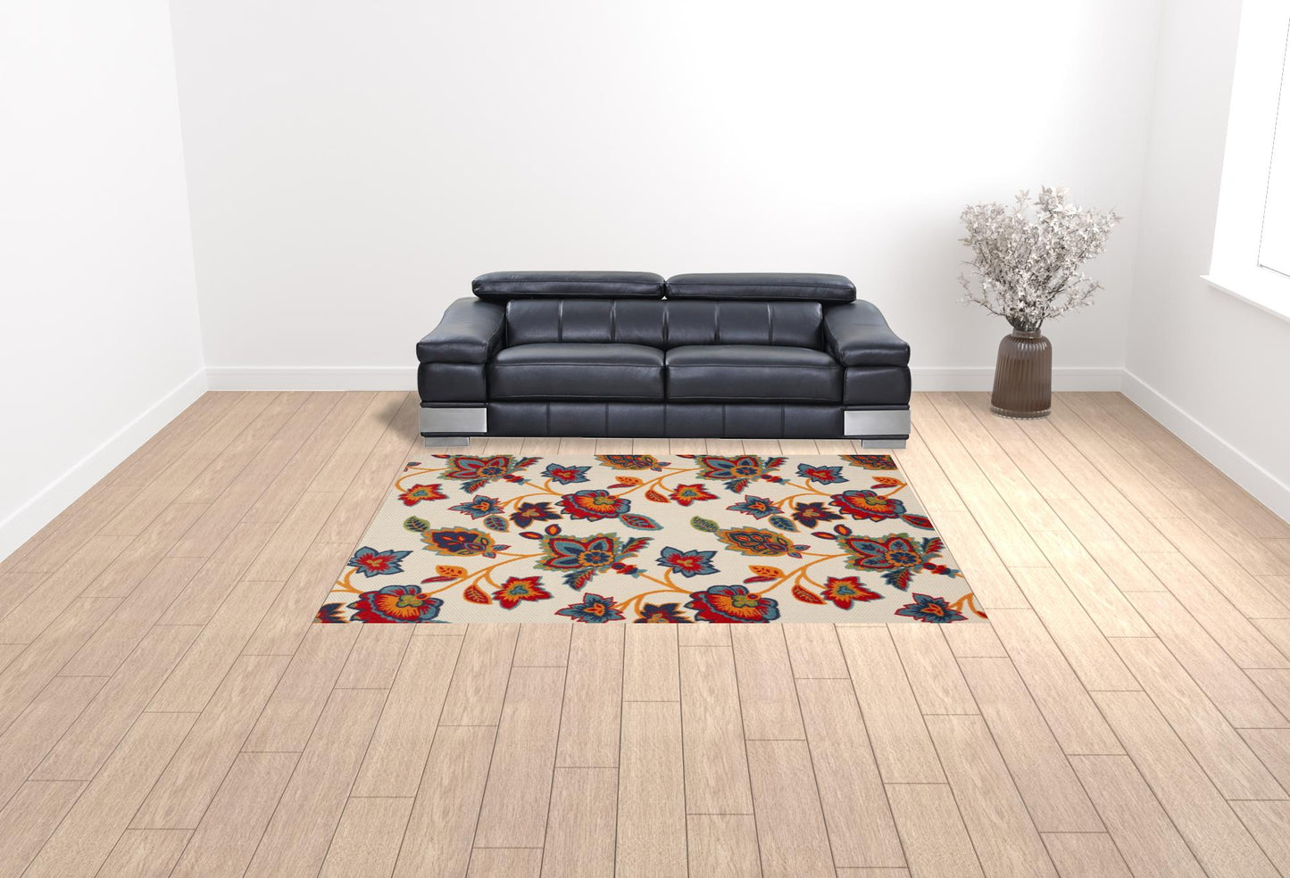 8' X 11' Multicolor Floral Stain Resistant Non Skid Area Rug