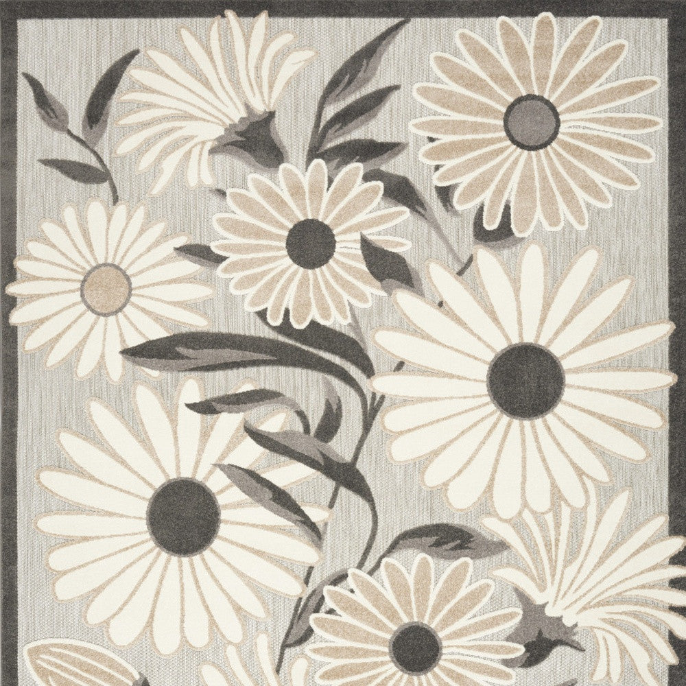 4' X 6' Beige Floral Stain Resistant Non Skid Area Rug