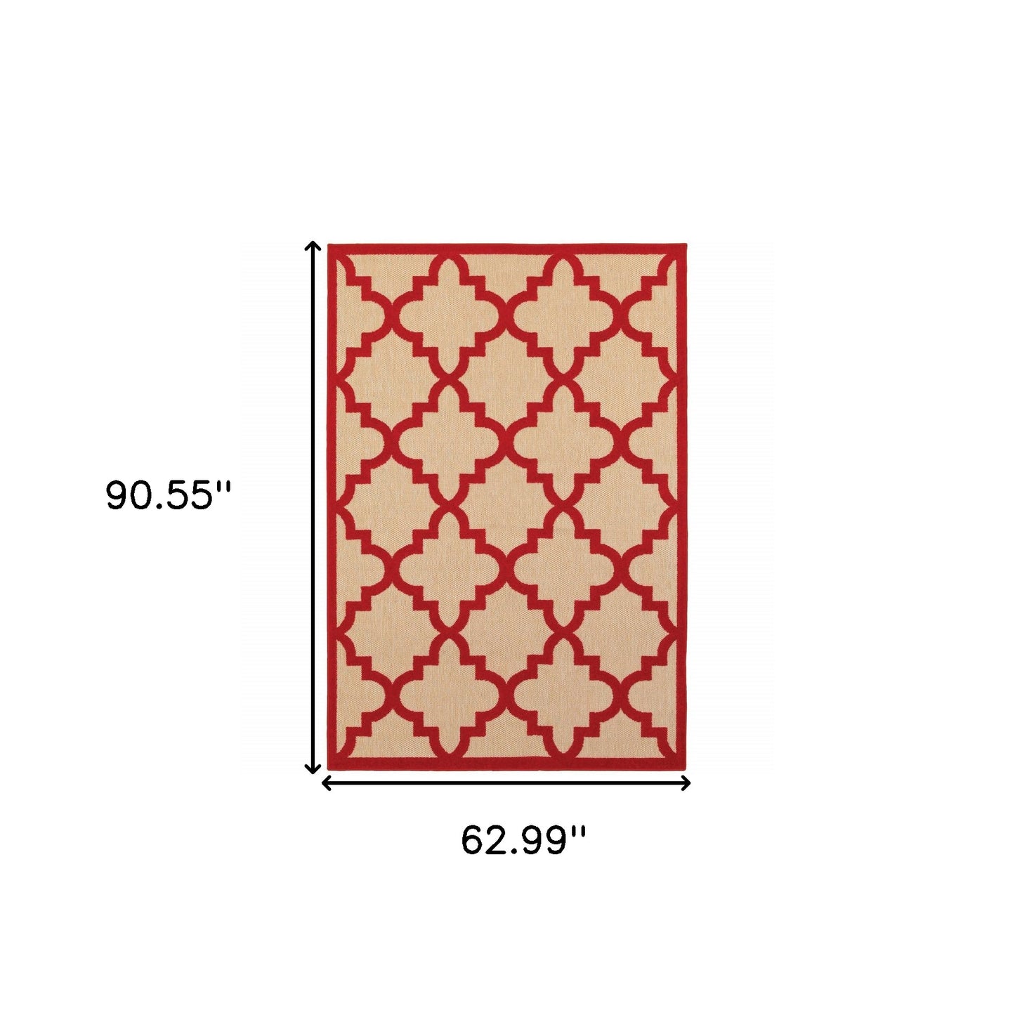 5' x 8' Red Geometric Stain Resistant Indoor Outdoor Area Rug