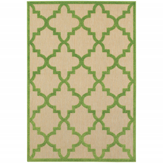 8' x 11' Green Geometric Stain Resistant Indoor Outdoor Area Rug