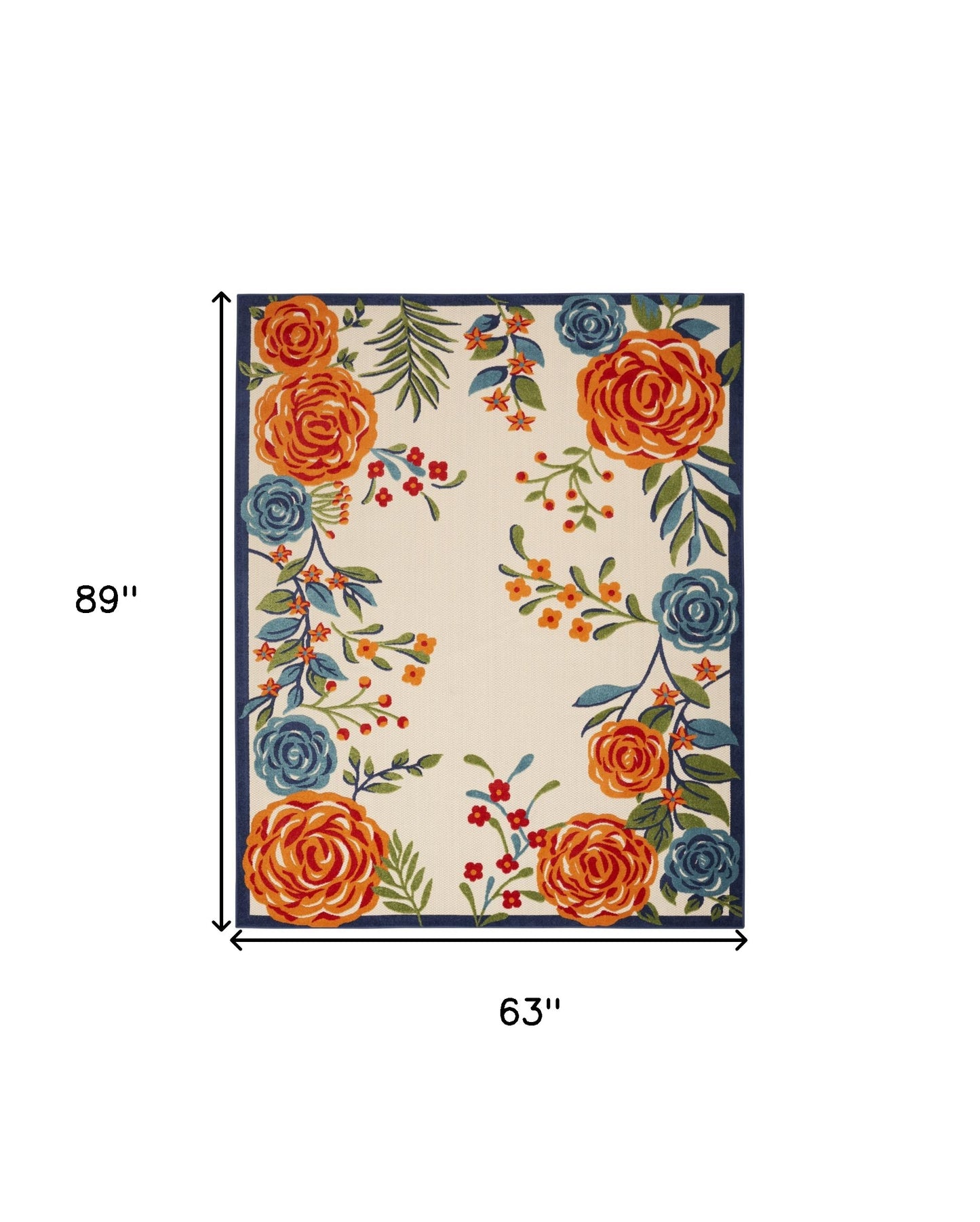 5' X 8' Multicolor Floral Stain Resistant Non Skid Area Rug