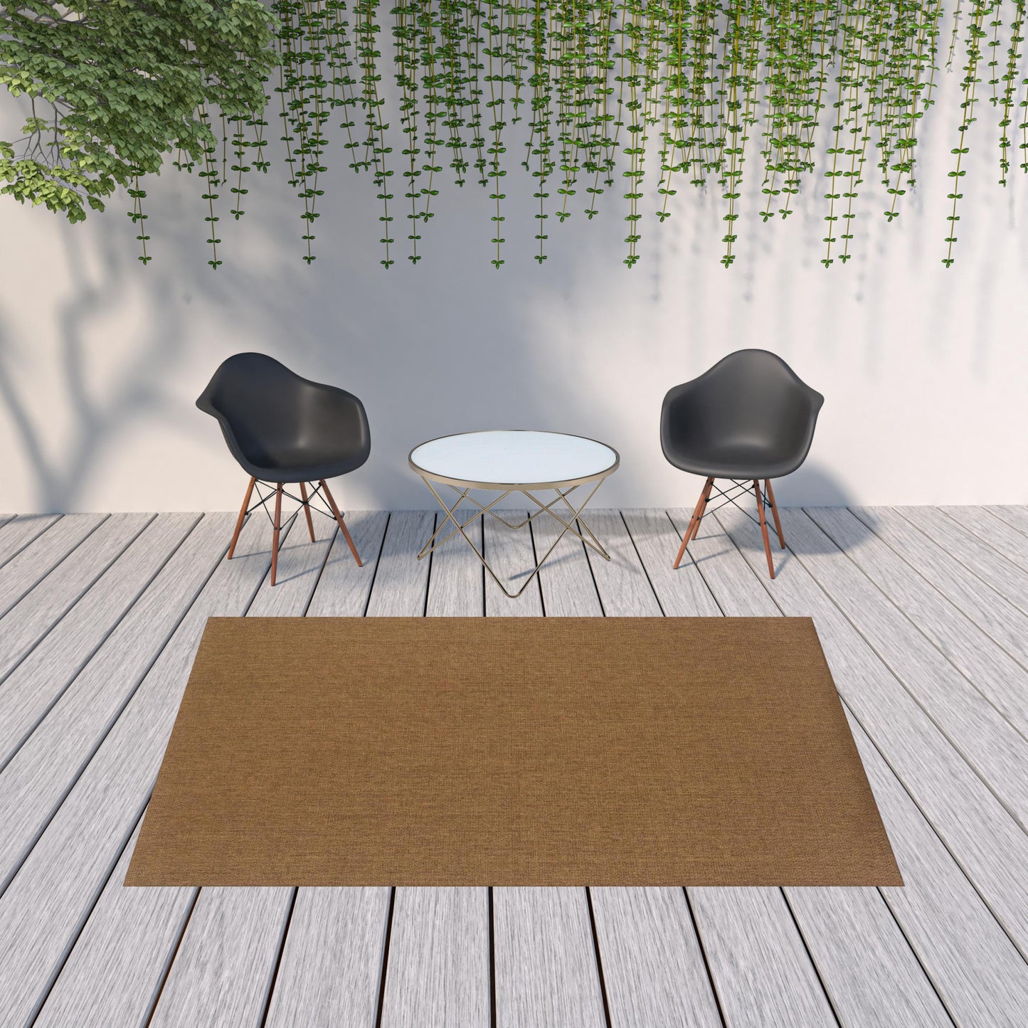 7' x 10' Tan Stain Resistant Indoor Outdoor Area Rug