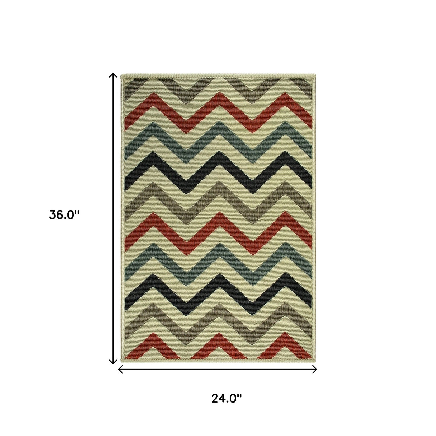 2' X 3' Stone Chevron Stain Resistant Indoor Outdoor Area Rug