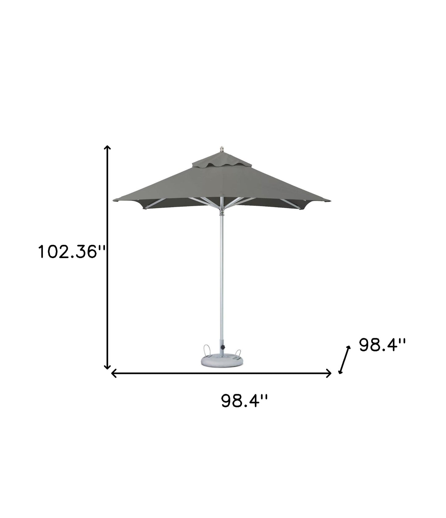 8' Charcoal Polyester Square Market Patio Umbrella