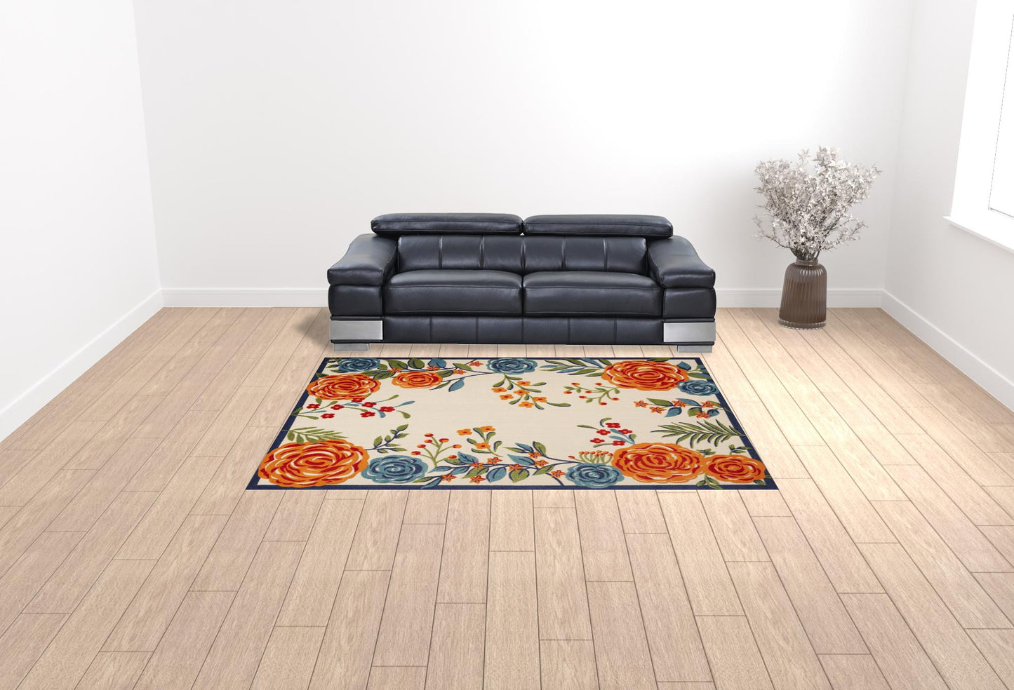 8' X 11' Multicolor Floral Stain Resistant Non Skid Area Rug