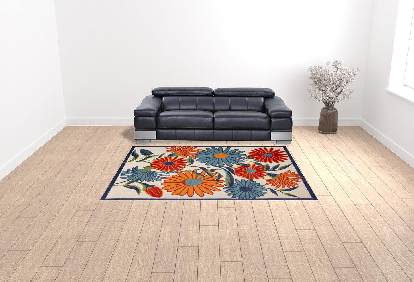 8' X 11' Multicolor Floral Stain Resistant Non Skid Area Rug