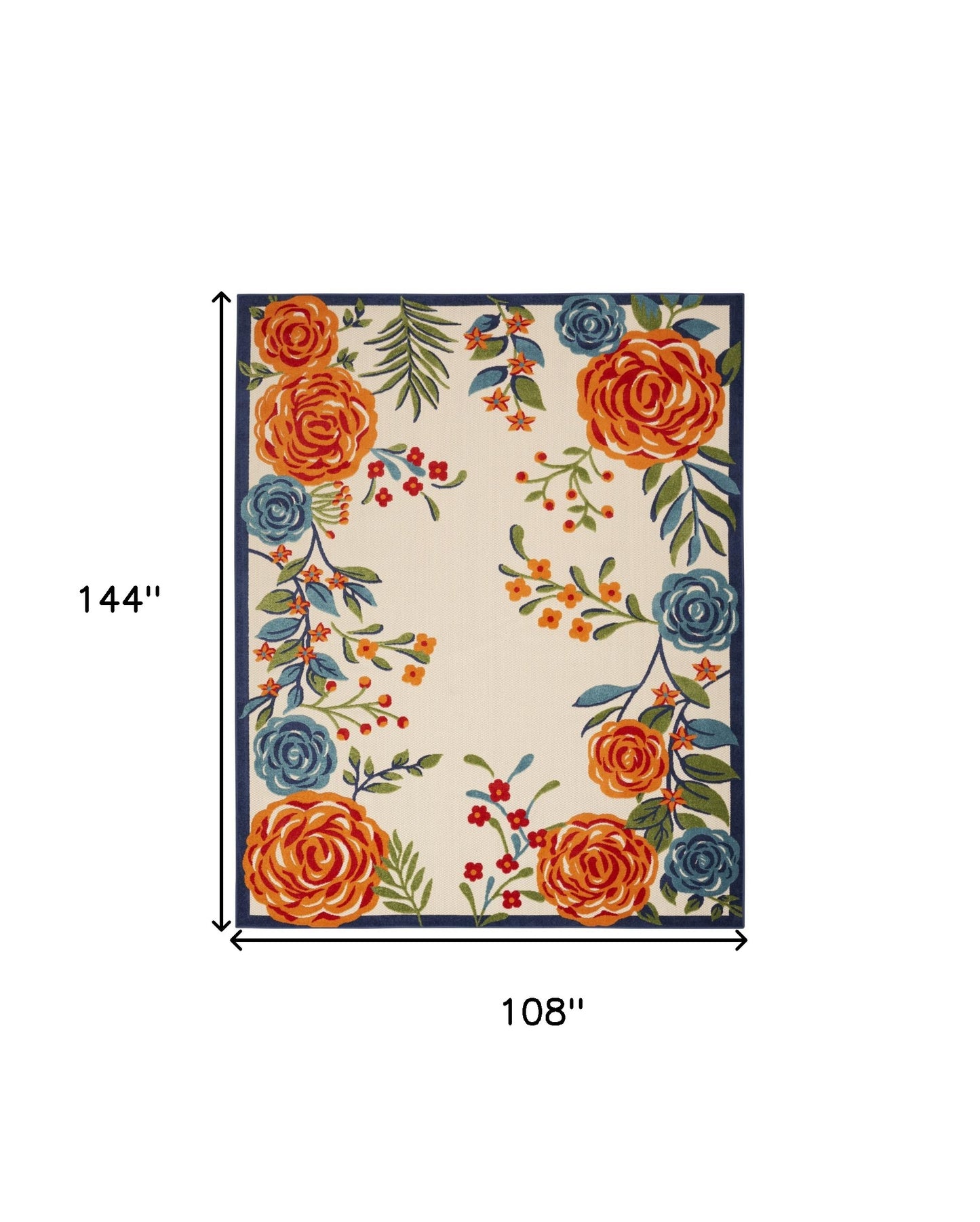 9' X 12' Multicolor Floral Stain Resistant Non Skid Area Rug