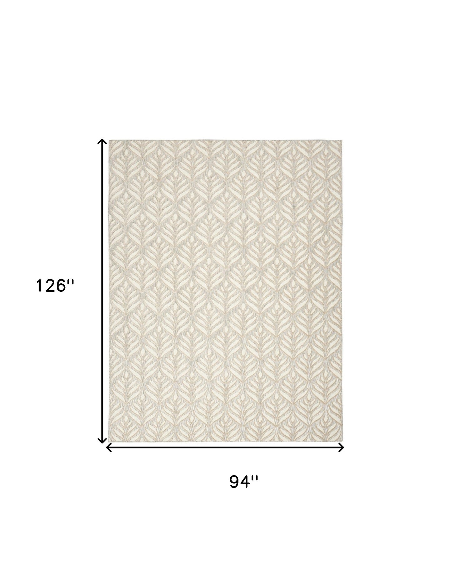 8' X 11' Ivory And Grey Floral Stain Resistant Non Skid Area Rug