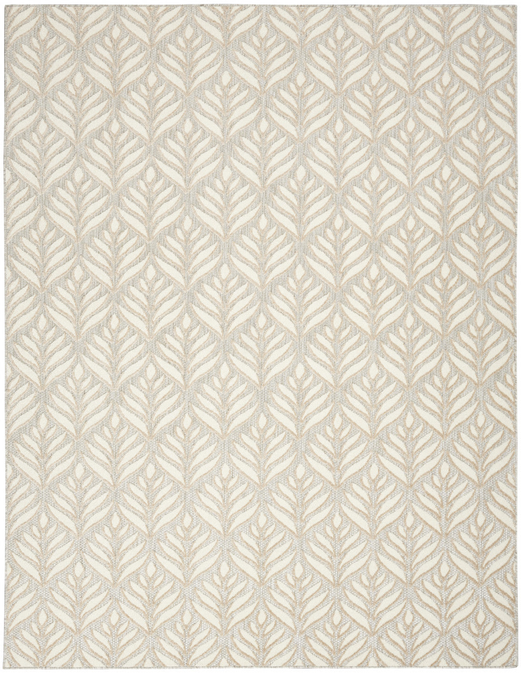 8' X 11' Ivory And Grey Floral Stain Resistant Non Skid Area Rug