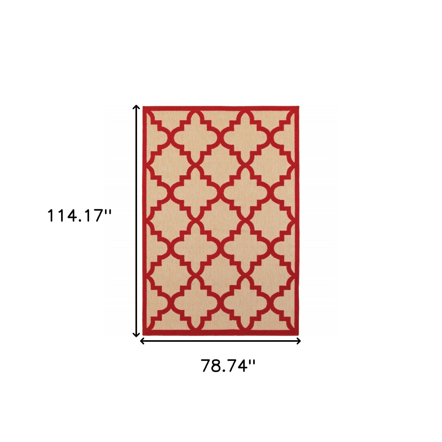 7' x 10' Red Geometric Stain Resistant Indoor Outdoor Area Rug