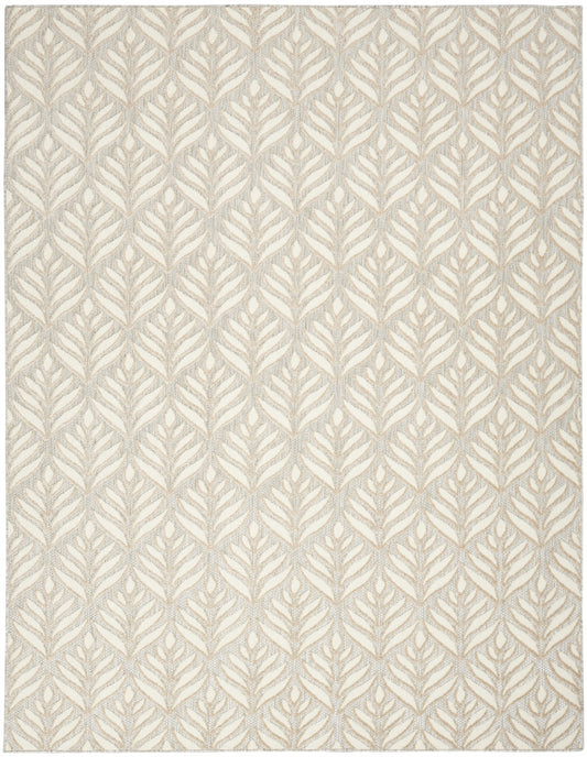 9' X 12' Ivory And Grey Floral Stain Resistant Non Skid Area Rug