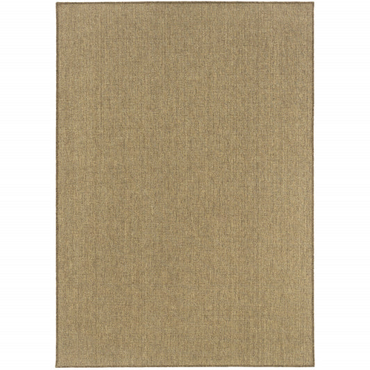 9' X 13' Tan Stain Resistant Indoor Outdoor Area Rug