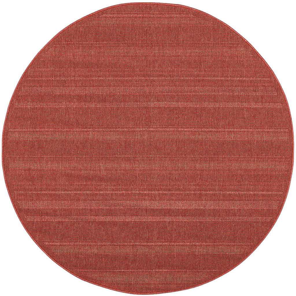 8' x 8' Red Round Stain Resistant Indoor Outdoor Area Rug