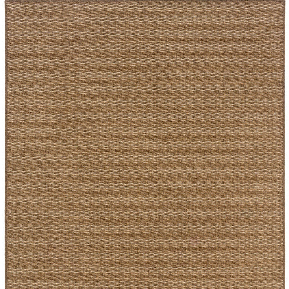 4' x 6' Tan Striped Stain Resistant Indoor Outdoor Area Rug