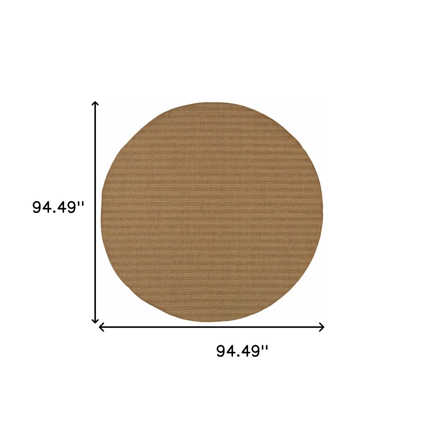 8' x 8' Tan Round Striped Stain Resistant Indoor Outdoor Area Rug