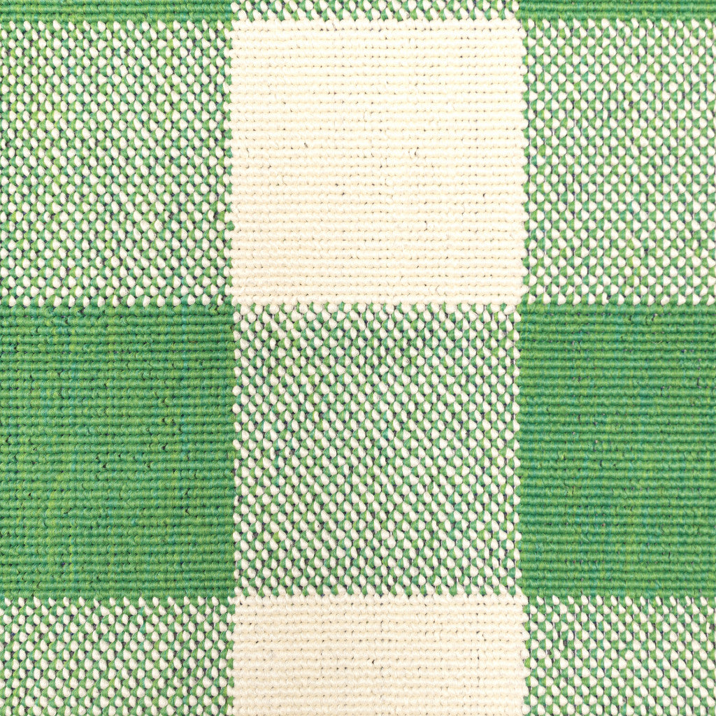 5' x 8' Green and Ivory Geometric Stain Resistant Indoor Outdoor Area Rug