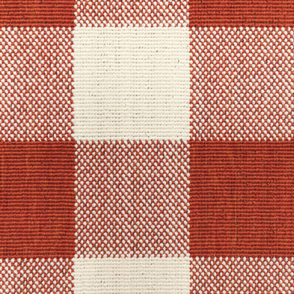 4' x 6' Red and Ivory Geometric Stain Resistant Indoor Outdoor Area Rug