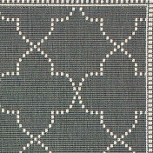 8' x 11' Gray and Ivory Geometric Stain Resistant Indoor Outdoor Area Rug