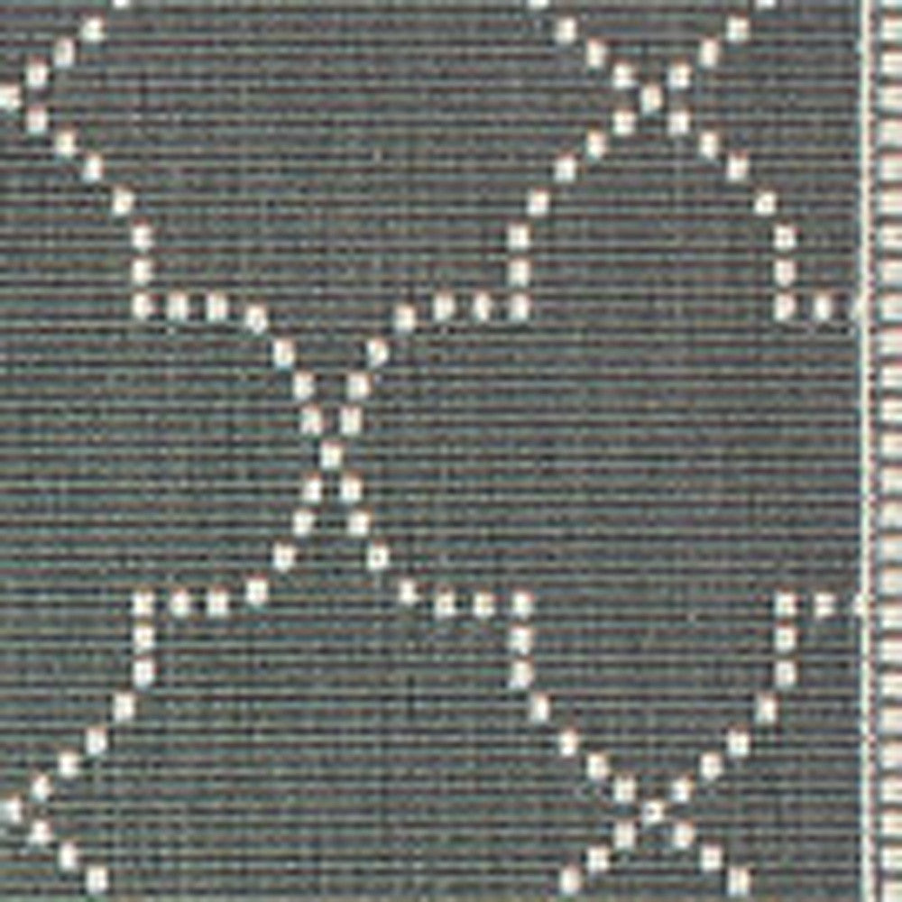 8' x 11' Gray and Ivory Geometric Stain Resistant Indoor Outdoor Area Rug