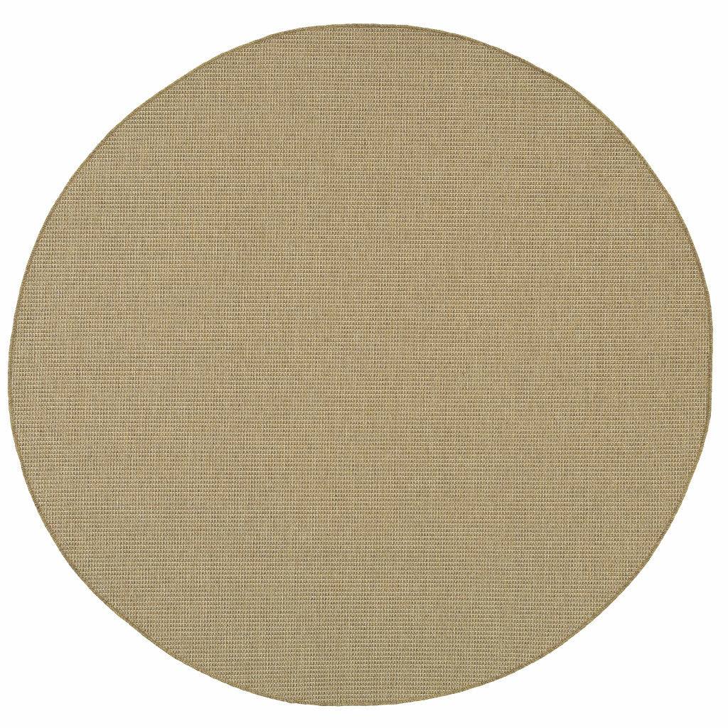 8' x 8' Beige Round Stain Resistant Indoor Outdoor Area Rug