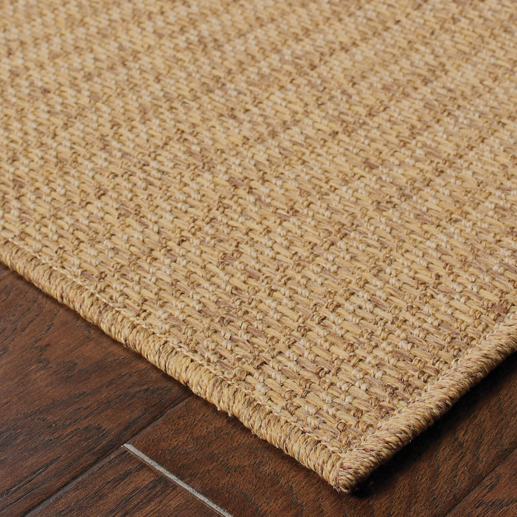 2' X 4' Tan Striped Stain Resistant Indoor Outdoor Area Rug