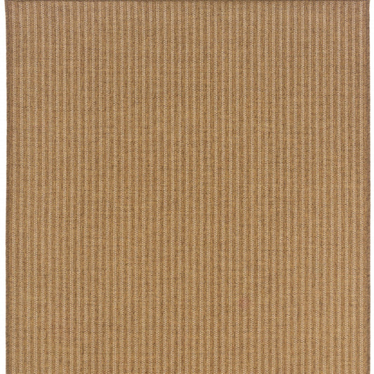 5' x 8' Tan Striped Stain Resistant Indoor Outdoor Area Rug