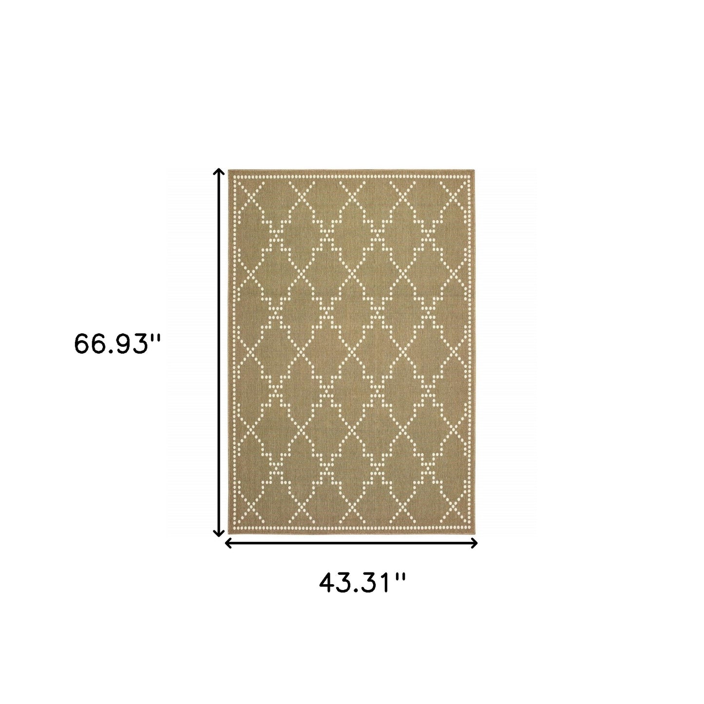 4' x 6' Tan Geometric Stain Resistant Indoor Outdoor Area Rug