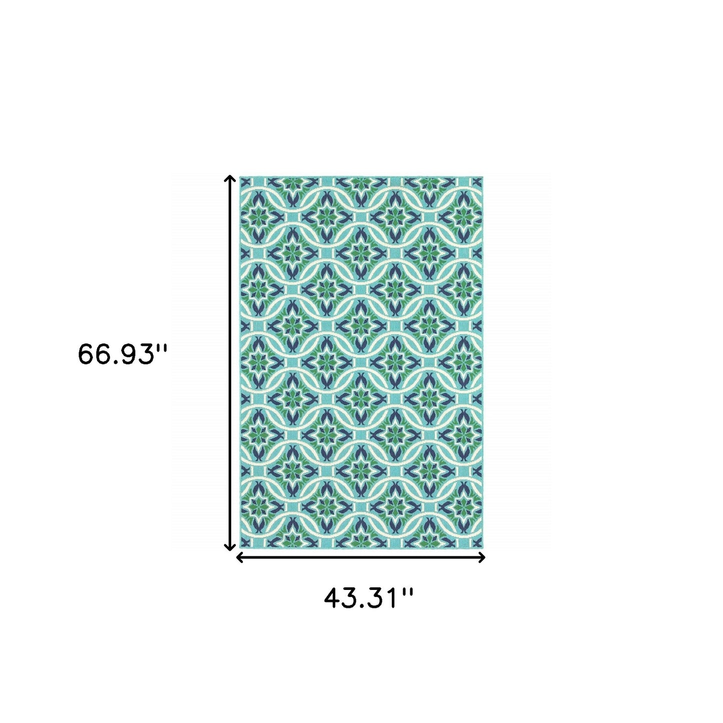 4' x 6' Blue and Green Geometric Stain Resistant Indoor Outdoor Area Rug