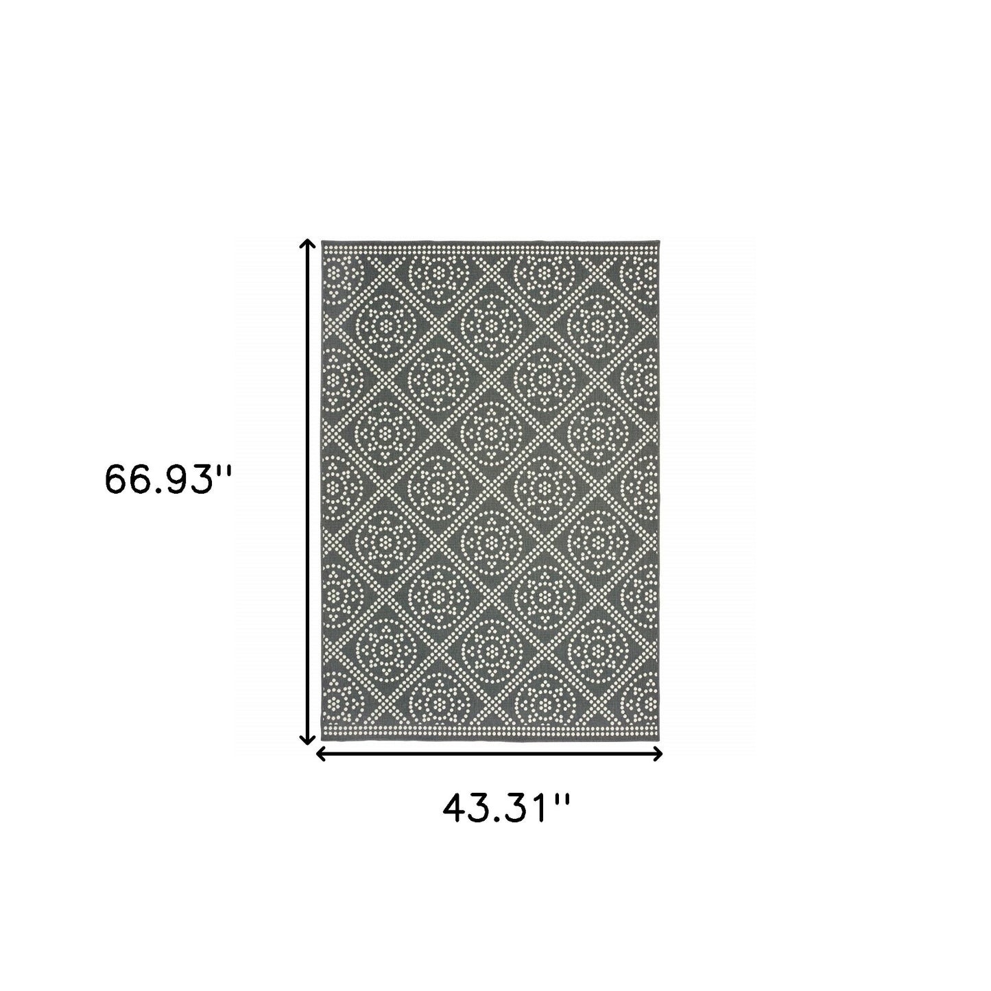 4' x 6' Gray and Ivory Geometric Stain Resistant Indoor Outdoor Area Rug