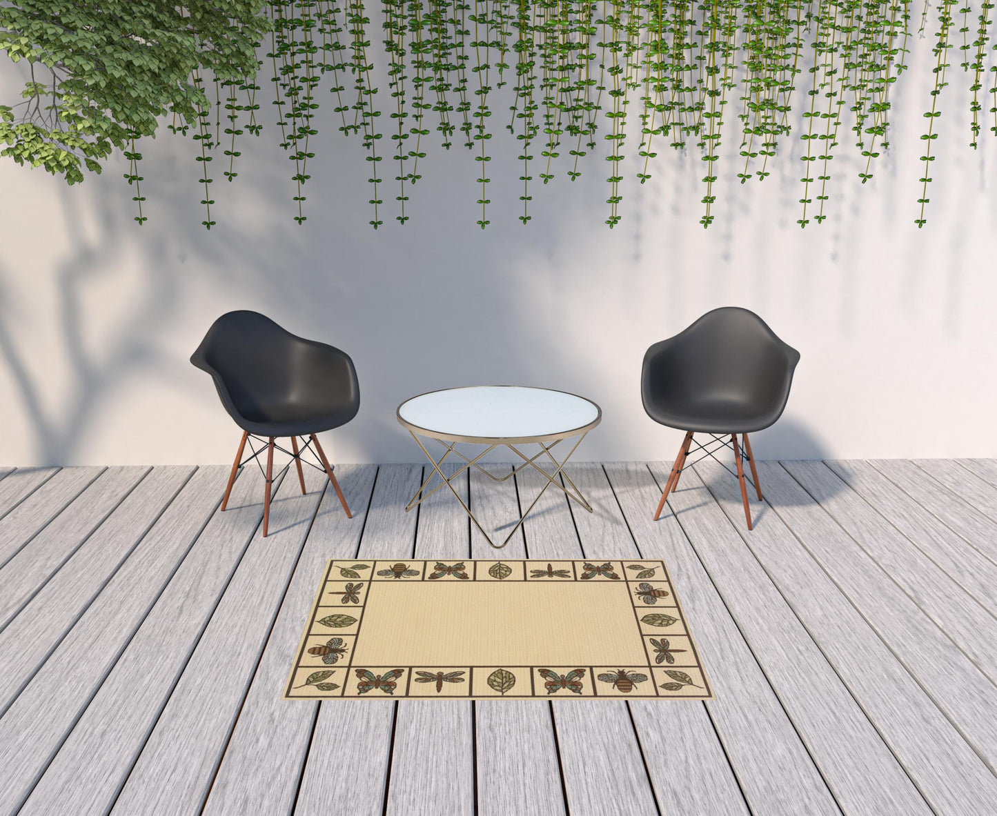 4' x 6' Brown and Ivory Abstract Stain Resistant Indoor Outdoor Area Rug