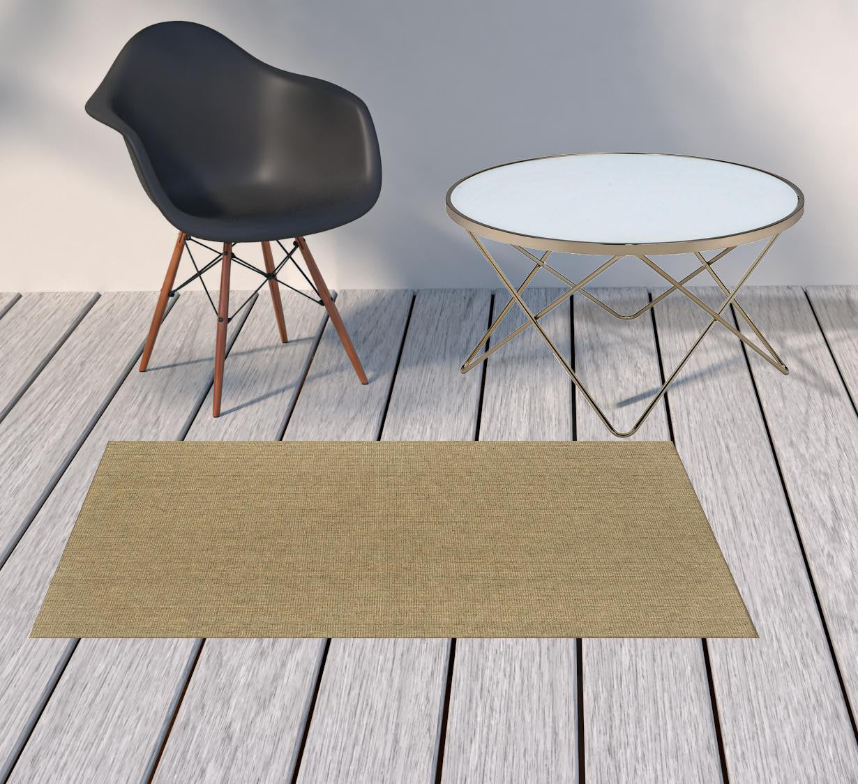 2' X 4' Tan Stain Resistant Indoor Outdoor Area Rug