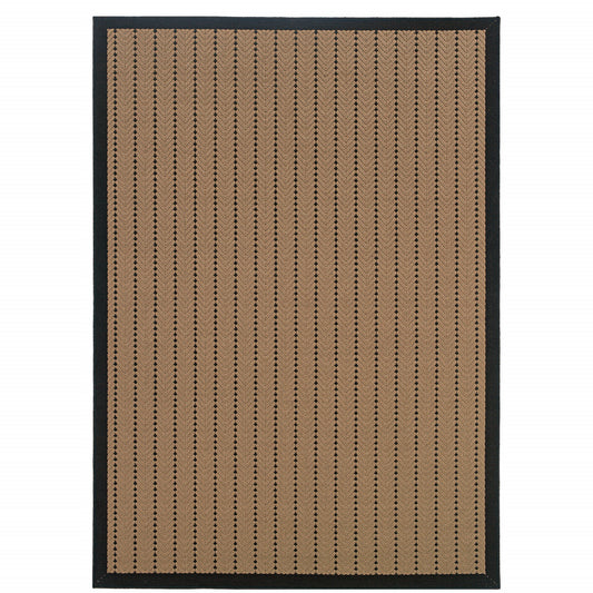 5' x 8' Beige and Black Geometric Stain Resistant Indoor Outdoor Area Rug