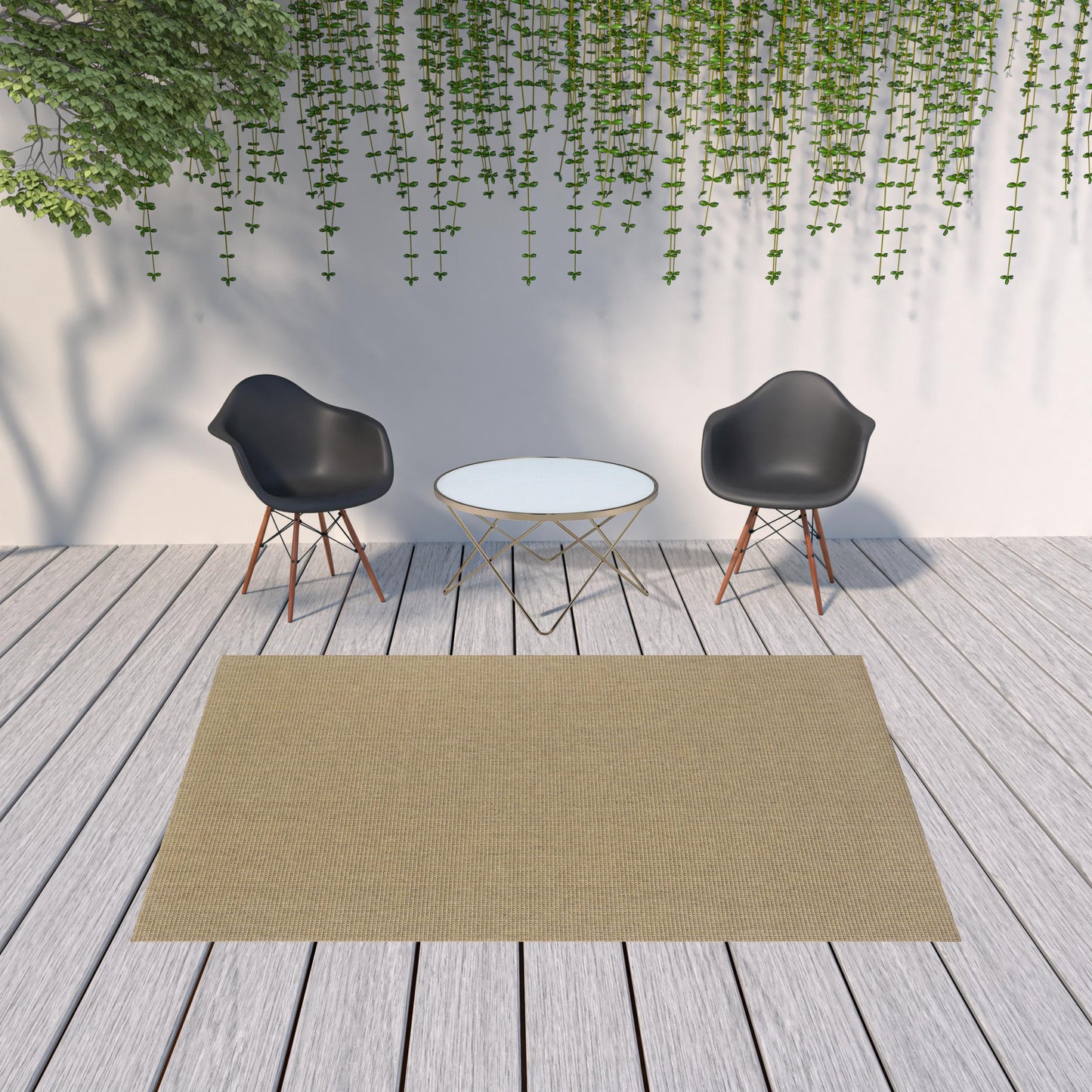 7' x 10' Beige Stain Resistant Indoor Outdoor Area Rug